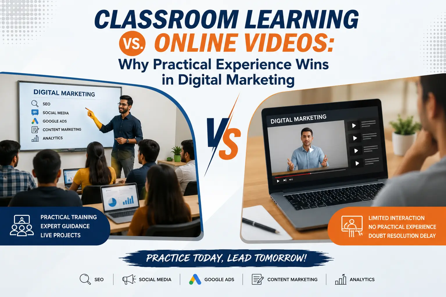 Classroom Learning vs Online Videos: Why Practical Experience Wins in Digital Marketing | DDMTI